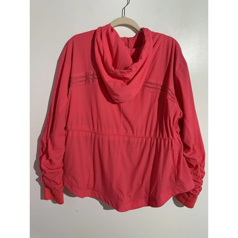 Free People Movement Jacket M Pink Solid Run Wild Hooded Athleisure Gym Training